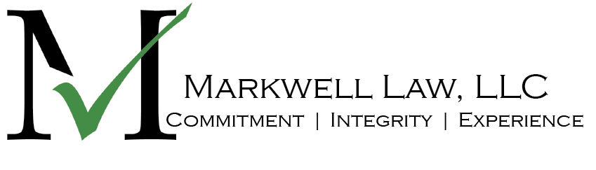 Markwell Law Logo with green checkmark completing the M